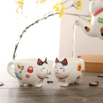 Japoneze Ceramice De Desene Animate Drăguț Pisică Norocos Ceai De Flori De Creație A Stabilit Un Ceainic Și Două Cești De Sex Feminin Cadouri