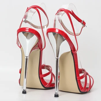 JIALUOWEISexy Ultra-înaltă de 14-16CM a Subliniat Toe Stilet Roșii cu Toc Femei Cross-Pantofi cu toc