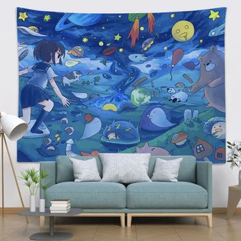Kawaii Cameră Decor Tapiserie Dormitor Decorative De Perete Agățat Tapiserii Anime Imprimare Tapiserie Decor Mural Drăguț Decor Cameră
