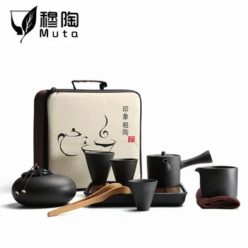 Kung fu ceai set de ceai din ceramica japoneză cana ceainic ceramic theepot teteras Călătorie Ceramica Birou care Transportă Caz Retro din Ceramica