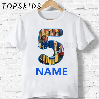 La mulți ani Pompierul Sam Numărul 1~9 Imprimare Baieti T shirt de Desene animate pentru Copii Haine de Vară Girls T-shirt pentru Copii Cadouri,HKP2458