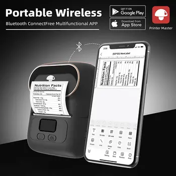 Label Printer Portabil Bluetooth Termică Label Maker Compatibil cu Android si iOS pentru Etichetarea Biroul Cablu JewelryPhomemo M110