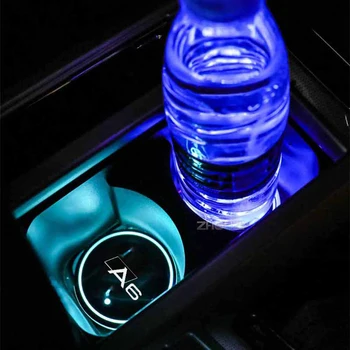 Luminos Mașină de Cana de Apa Coaster Titular 7 Colorat USB de Încărcare cu Led-uri Auto Atmosferă de Lumină Pentru Audi A6 C7 C6 C5 Accesorii Auto