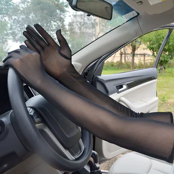 Mai Dens Plasă de Mănuși pentru Femei Ultra-subtire de Vara Scurta de Conducere de Protecție solară Ciclism Brațul Mâneci Sexy Mănuși Negre pentru Femei