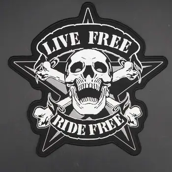 Mare Craniu LIVE FREE RIDE GRATUIT Broderie Patch-uri pentru Geaca MC Motocicleta Motociclist