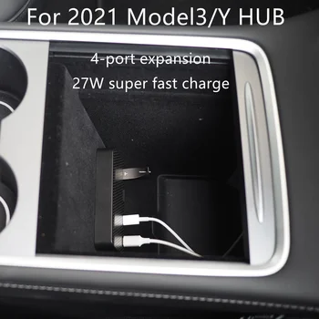 Masina Tesla Model 3 Y 2021 HUB Pentru Tesla Model 3 Y Accesorii USB Splitter Hub Docking Station Viteza Max Hub Extender Incarcator Nou