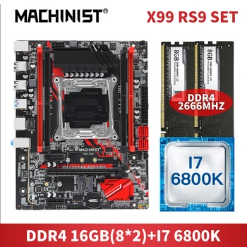 MAȘINIST X99 Desktop Placa de baza LGA 2011-3 Combo cu 16GB 2*8G RAM DDR4 Memorie Core I7-6800K procesor placa de baza X99-RS9 nvme