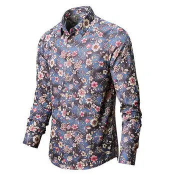 Mens Florale Tricouri Vintage Imprimate Camisa Sociale Tânjește Camasa Cu Maneci 2021 Barbati De Moda Rochie Camisa Sociale Masculina Streetwear