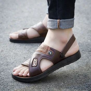 Mens Sandale De Vară În Aer Liber Pantofi De Plaja Si Sandale Cu Platforma De Moda Papuci De Plaja Barbati De Înaltă Calitate Sandale Din Piele Marimea 40-44