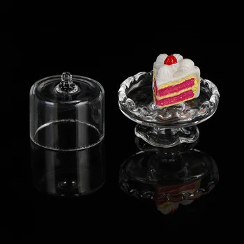 Mini Mobilier De Sticlă Transparentă Desert Fructe Tava De Păpuși 1:12 Păpuși Miniaturas Accesorii