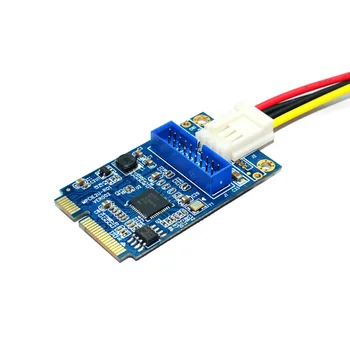 MINI PCIE pentru a USB 3.0 Adapter Card 4Pin Conector de Alimentare MINI PCI-E pentru a 19pin USB Panou Frontal cu 2 Porturi USB 3.0 Montantului plăcii de extensie
