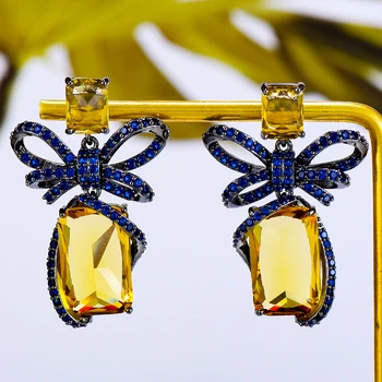 Missvikki Lungi de Lux Bowknots Cercei Pentru Femei Petrecerea de Nunta Cubic Zircon Cristal CZ Dubai Mireasa Cercei Moda Bijuterii