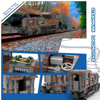 MOC High-Tech Tren cu Aburi de temelie Pentru Steampunk Crocodil Locomotivă Metrou Urmări Vehiculul Cărămizi Idee Jucarii Pentru Copii