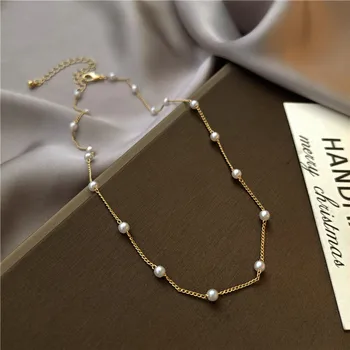 Moda Simulate Perla Cravată Colier Pandantiv pentru Femei Petrecerea de Nunta Clavicula Lanț Accesorii Cadouri Bijuterii Bohemia