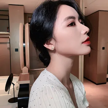 Moda Zircon Incrustate ECG Inima în formă de Cercei pentru Femeile Creative de Design de Înaltă Calitate Bijuterii de Lux Versiunea coreeană Temperament