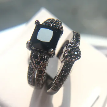 Naturale Aurul Negru Jet de Partid Inele pentru Femei de Lux Logodna Bizuteria Anillos Piatră prețioasă Aur de 14K si Diamant Inele de Nunta