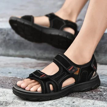 Noi de Vara din Piele Sandale Barbati Moale Pantofi pentru Bărbați în aer liber, Ușor de Plajă, Sandale Brand de Moda trecere prin vad Pantofi Adidași