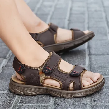Noi de Vara din Piele Sandale Barbati Moale Pantofi pentru Bărbați în aer liber, Ușor de Plajă, Sandale Brand de Moda trecere prin vad Pantofi Adidași