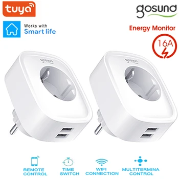 Noi Gosund Tuya/Smartlife Smart Wifi de Putere Plug Cu 2USB Port 16A Smart Home Wifi Wireless Priză Cu Alexa de Start Google