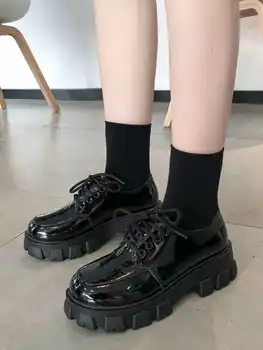 Noi Sosiri Femei PU Piele pantofi Kawaii lolita Gotic coreeană fată Dulce Harajuku Școală stil platforma Pantofi Mary Jane