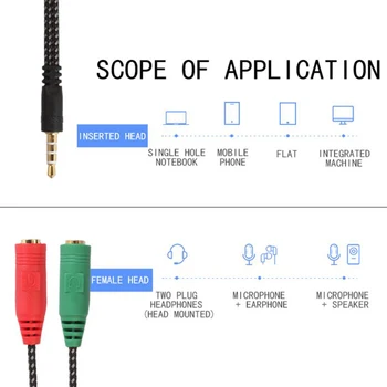 Noi și Eficiente 2In1 Adaptor Cablu de Date Splitter Audio de 3,5 mm setul cu Cască La 2 de sex Feminin pentru Căști Microfon Audio Converter Potrivit Pentru Laptop