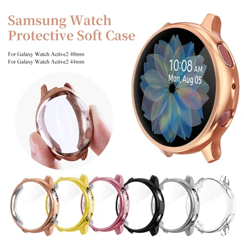 Non-temperat silicon moale full-screen caz de protecție pentru Samsung Galaxy Watch Active 2 40MM 44MM pentru înlocuirea accesorii