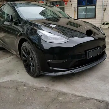 Noua Fibră de Carbon, Spoiler Fata Buze Body Kit Eleron pentru Tesla Model Y 2020-2021 Fața Inferioară a Barei de protecție Protector Guard Cover