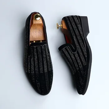 Noua Moda Brouges Barbati Pantofi Stras Negru Afaceri Pantofi Casual Pentru Bărbați Încălțăminte De Înaltă Calitate De Brand De Pantofi De Sex Masculin A1358