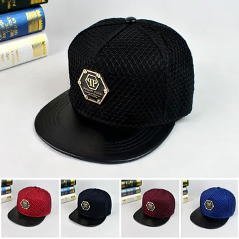 Noua moda hip-hop valul hiphop casual bărbați și femei, patru anotimpuri plasă pălărie reglabil plat cu boruri cuplu pu șapcă de baseball