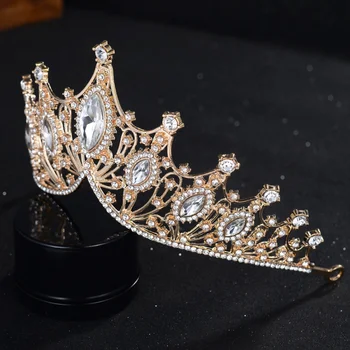 Noua Moda stil Baroc de Lux Cristal de Mireasa Tiara Coroana de Aur de Culoare Diadema Diademe pentru Femei, Mireasa, Nunta de Păr Bijuterii Accesorii