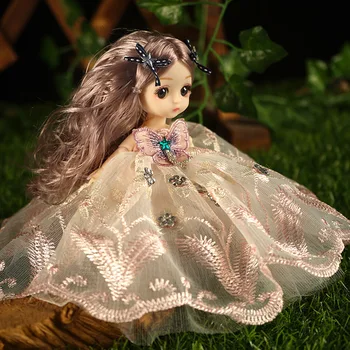 Noul Mini 16cm Bjd Papusa cu Haine 1/12 Machiaj Prințesă Drăguț Rochie de Mireasa de Moda Păpuși Jucarii pentru Fete Cadou DIY Dress Up