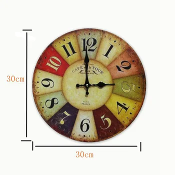 Noul Model De Ceas De Perete Din Lemn Retro Numeral Roman Agățat Ceasuri Cuarț Tăcut Timp De Ceasuri De Home Office Cafe Decorare Arta De Perete Mare