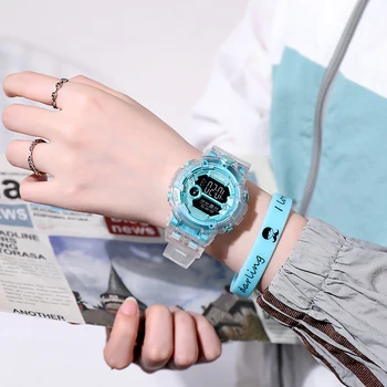 Noul silicon transparent curea student ceas moda ceas sport multi-funcțional, rezistent la apă sincronizare ceas cu alarmă ceas