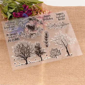 NOUL Timbru Clar de Copaci conuri de Pin Litchi Dovleac Scrapbooking Hârtie DIY Card Album Sigiliu Moale Transparent Stencil Mestesuguri