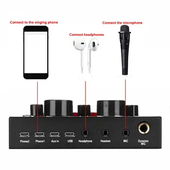 NOUL V8 Audio placa audio Externa pe USB Microfon cu Căști Webcast Divertisment Streamer Live Broadcast pentru PC Telefon pe Calculator