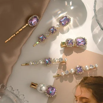 Nouă Femei Fete De Lux Cristal Violet Agrafele De Păr Dulce Ornament Clipuri Elegant Agrafe De Păr Banda De Susținere Accesorii De Par De Moda
