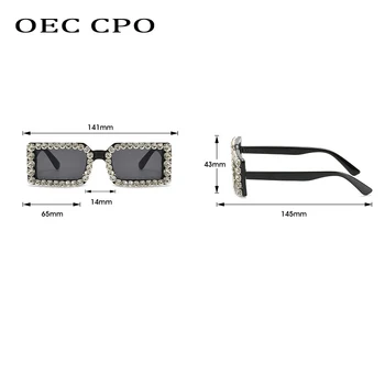 OEC CPO Piața Diamant ochelari de Soare Femei Cadru Mic Moda Stras Ochelari de Soare de sex Feminin Cristal UV400 Ochelari de Oculos O962