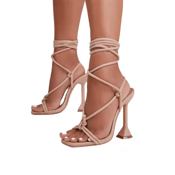 Pantofi De Vara Glezna Curea Sandale Femei Doamnelor Tocuri Subtiri De Mare De Sex Feminin Gladiator Pantofi 2021 Sexy Pompe De Deget De La Picior Pătrat De Partid Plus Dimensiune