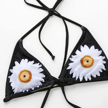 Paotang 2021 Tendință La Modă În Vara Bikini Sexy Split Femeie Costume De Baie La Modă Crizantema De Imprimare Triunghi Plaja Costum Din Două Piese