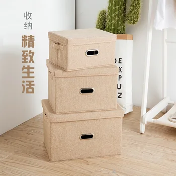 Piața de Pliere lenjerie de pat din bumbac îmbrăcăminte cutie de depozitare dulap mare Dreptunghi de stocare bin organizator cu capac recipient portabil