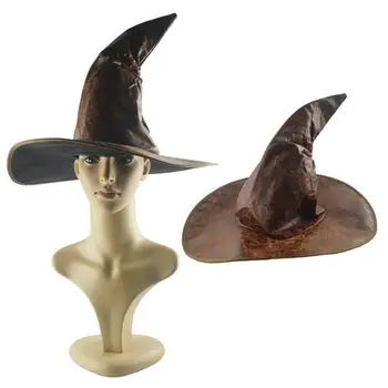 Piele Vrăjitoare, Vrăjitor Pălării de Partid de Moda Pălării Petrecere de Halloween elemente de Recuzită de Cosplay Costum Accesorii pentru Copii Adult (Maro)
