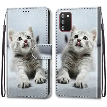 Pisica drăguț Tigru Pictat Slot pentru Card de Portofel Flip Cazuri Pentru Samsung Galaxy A3 A5 2016 A310 A510 A520 A6 A7 A8 A9 2018 A9S A70S Acoperi