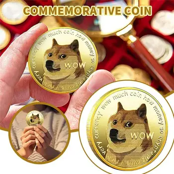 Placat Cu Aur Monedă Comemorativă Shiba Inu Doge Monede De Colectie Colectie De Arta Cadou De Aur Comemorative Rotund Colecționari De Monede