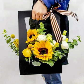 Pliabil Portabil Flori Caseta De Hârtie Rezistentă La Apă Sac De Ambalare Florar Flori Proaspete Sac De Transport, Manual Buchet Coș