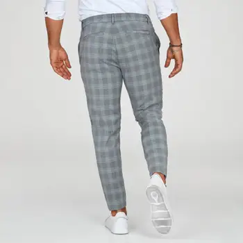 Plus Dimensiune Bărbați Pantaloni Carouri Imprimate Bărbați Modă Full Lungime Pantaloni Casual pentru Timpul Liber