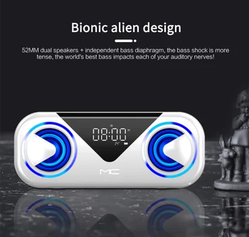 Portabil Ceas cu Alarmă fără Fir Bluetooth Boxe Bass Stereo Display LED Suport TF Card AUX USB Alarmă Inteligent Atmosferă de Lumină