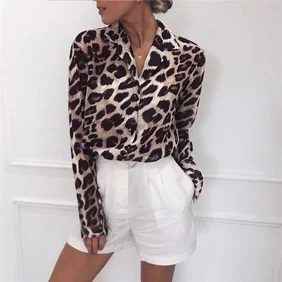 Primăvară Șifon Leopard de Imprimare Femei Camasi Elegante cu Maneca Lunga Slim Guler de Turn-down de sex Feminin Cămașă de Vară 2021 Doamna de Moda Topuri