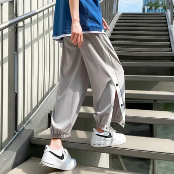 Privathinker Om de Vară Pantaloni Supradimensionate Pieptul de Gheață Pantaloni de Mătase Pentru Bărbați Harajuku Designer de Moda Streetwear îmbrăcăminte pentru Bărbați