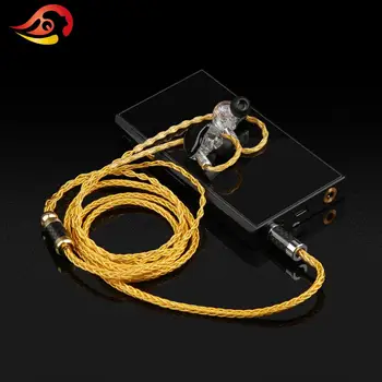 QYFANG 1,2 m 8 Core Pur Placat cu Aur Cască Upgrade de Sârmă de Cablu 3.5/4.4 mm Mufa MMCX/0.78 Pin Conector Audio Pentru SE846 W4R UM3X