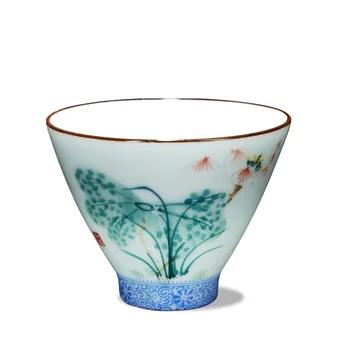 Rafinat Ceramice Ceașcă de ceai de Mână-pictat Con Castron de Ceai Pu ' er Master ceașcă de Ceai Personal Portabil Singură Ceașcă de Ceai Chinezesc set 50ml